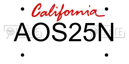 AOS25N California License Plate