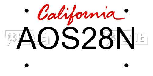 AOS28N California License Plate