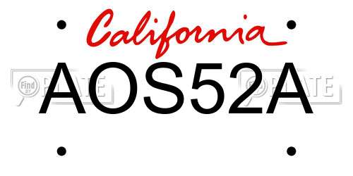 AOS52A California License Plate