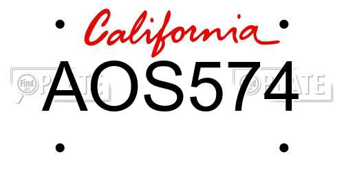 AOS574 California License Plate