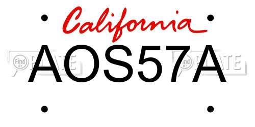 AOS57A California License Plate