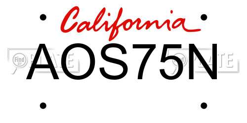 AOS75N California License Plate