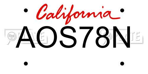 AOS78N California License Plate