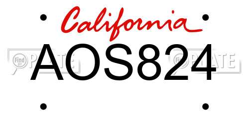 AOS824 California License Plate