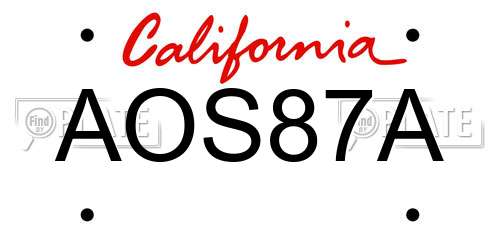 AOS87A California License Plate