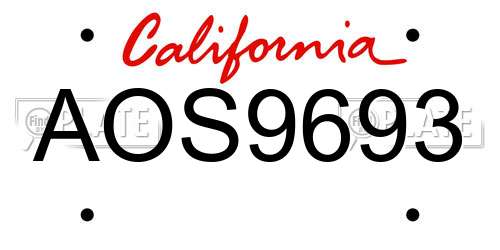 AOS9693 California License Plate