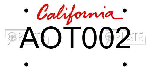 AOT002 California License Plate