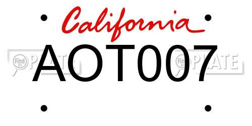 AOT007 California License Plate