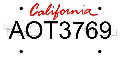 AOT3769 California License Plate
