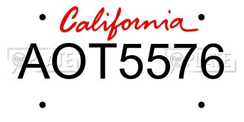 AOT5576 California License Plate