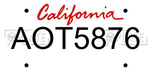 AOT5876 California License Plate