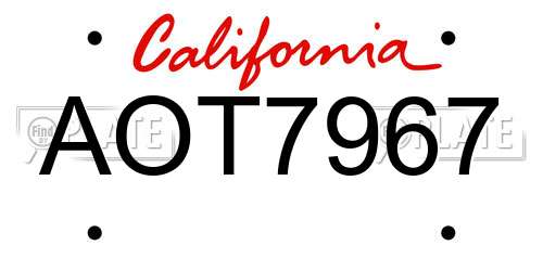 AOT7967 California License Plate