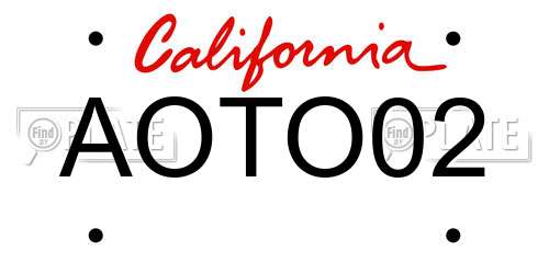 AOTO02 California License Plate