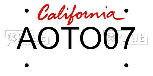 AOTO07 California License Plate