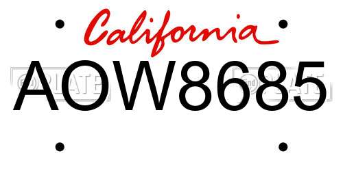 AOW8685 California License Plate