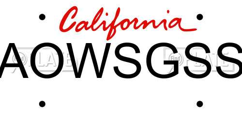 AOWSGSS California License Plate