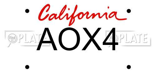 AOX4 California License Plate
