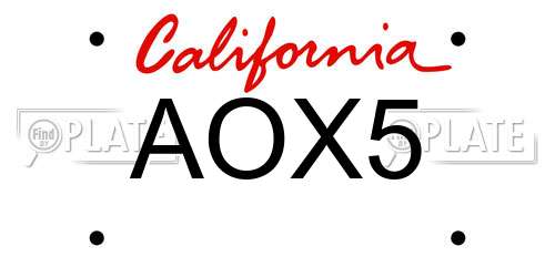 AOX5 California License Plate