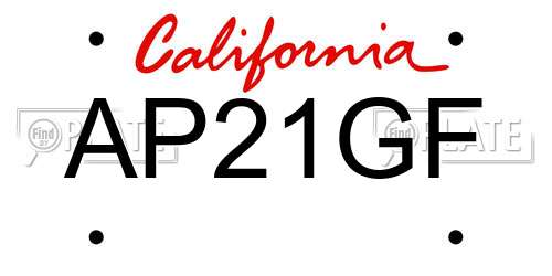 AP21GF California License Plate