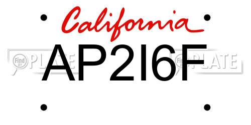 AP2I6F California License Plate