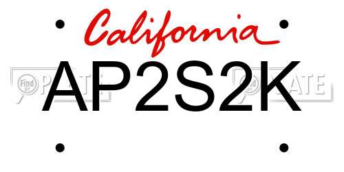 AP2S2K California License Plate