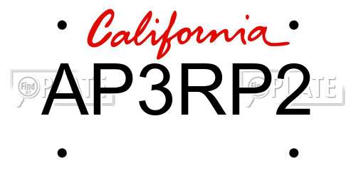 AP3RP2 California License Plate