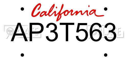 AP3T563 California License Plate