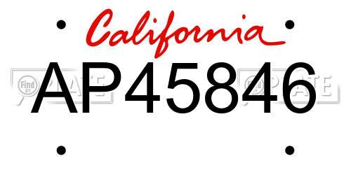 AP45846 California License Plate