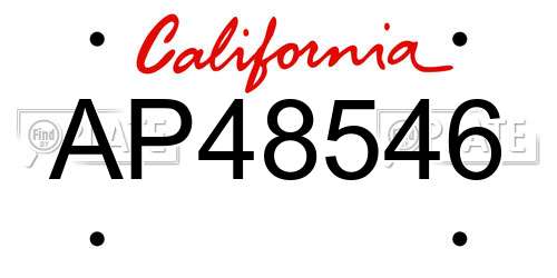 AP48546 California License Plate