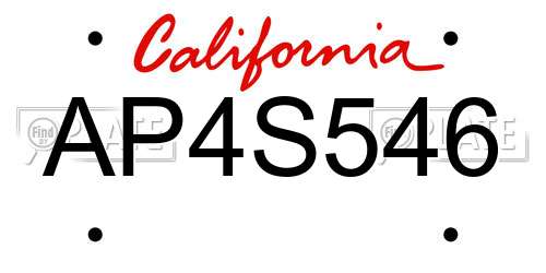 AP4S546 California License Plate