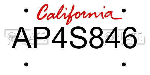AP4S846 California License Plate