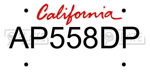 AP558DP California License Plate