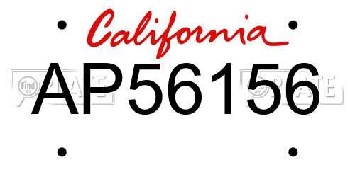 AP56156 California License Plate
