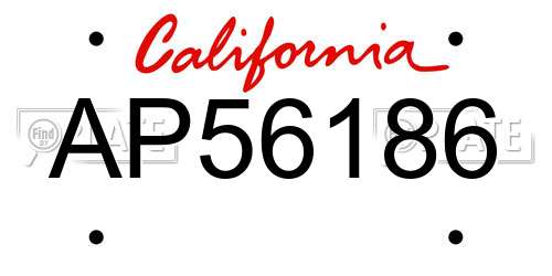 AP56186 California License Plate