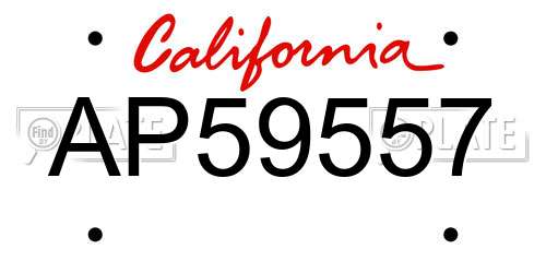 AP59557 California License Plate