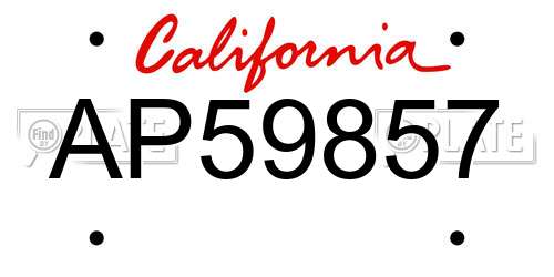 AP59857 California License Plate