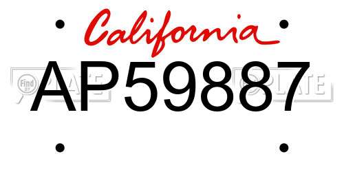 AP59887 California License Plate