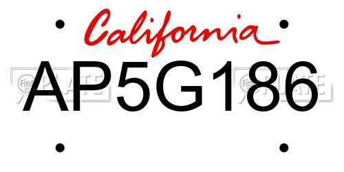 AP5G186 California License Plate