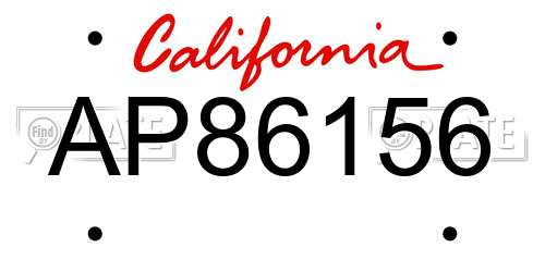 AP86156 California License Plate