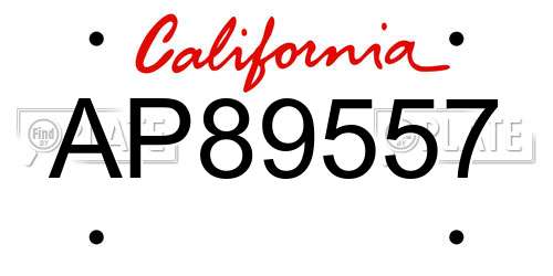 AP89557 California License Plate