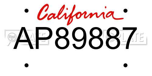 AP89887 California License Plate