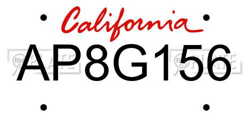 AP8G156 California License Plate