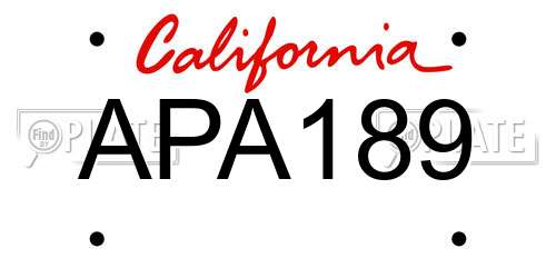 APA189 California License Plate