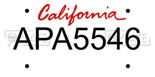 APA5546 California License Plate