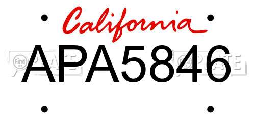 APA5846 California License Plate