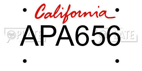 APA656 California License Plate