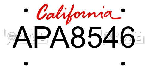 APA8546 California License Plate