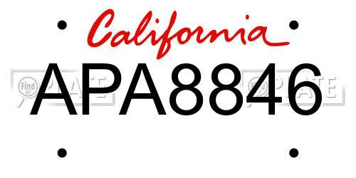 APA8846 California License Plate