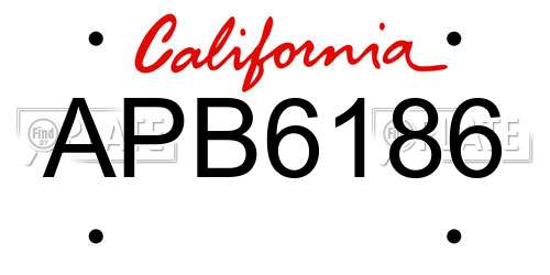 APB6186 California License Plate