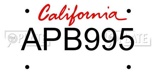 APB995 California License Plate